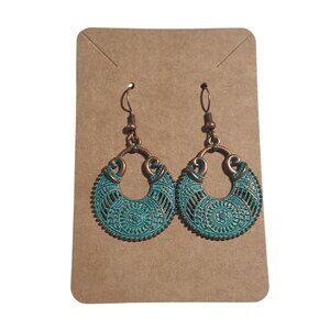 Hoop Earrings Boho Tribe Core Women Handcrafted Patina Copper Fashion Mom Gift